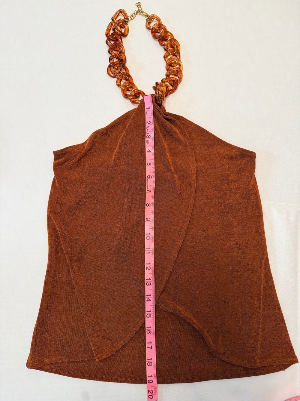 Boston Proper Women's Rust Orange Halter 2pc Suit W/Detachable Tortoise Chain XS - Picture 6 of 11